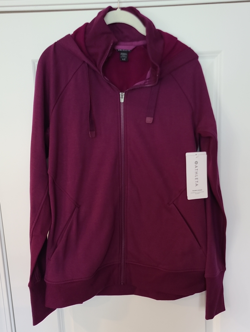 Athleta Full-Zip Hooded Jacket in Berry Plum